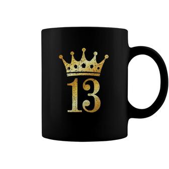 Crown Number 13 Vintage Golden Yellow 13Th Birthday Coffee Mug | Mazezy