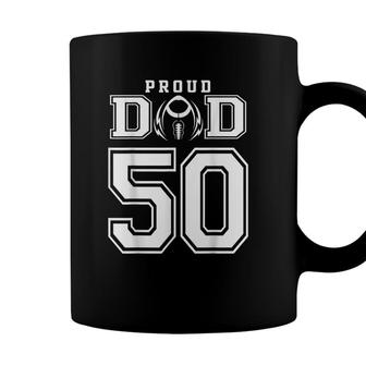 Custom Proud Football Dad Number 50 Personalized For Men Coffee Mug - Seseable