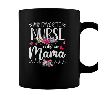 Cute My Favorite Nurse Calls Me Mama Flowers Women Coffee Mug - Seseable
