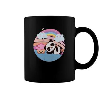 Cute Panda And Strawberry Cupcake A Rainbow Kawaii Anime Coffee Mug | Mazezy