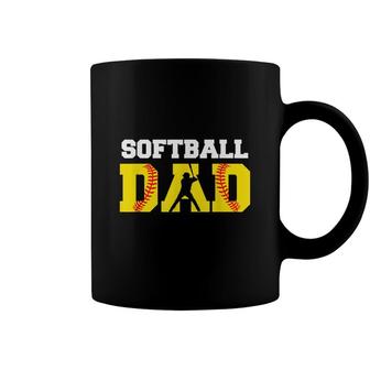 Dad Softball Yellow Softball Dad Fathers Gift Coffee Mug - Seseable