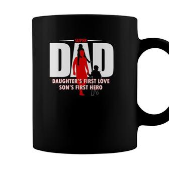 Dad Sons First Hero Daughters First Love Mens Fathers Day Coffee Mug - Seseable