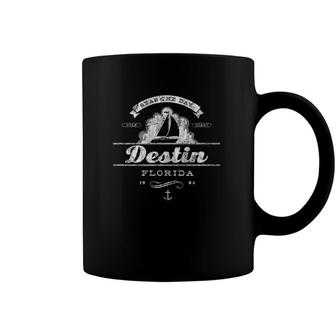 Destin Fl Sailboat Vintage Nautical Throwback Tee Coffee Mug | Mazezy