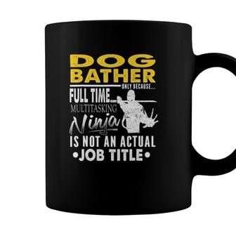 Dog Bather Hearts Ninja Actual Job Title Coffee Mug - Seseable