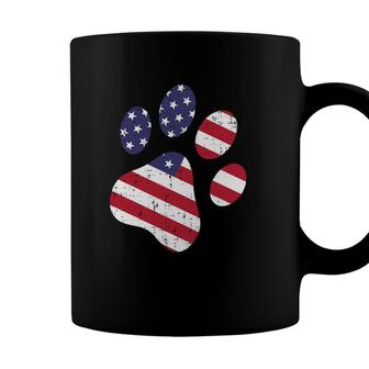 Dog Paw Print American Flag Usa Cute 4Th Of July Fourth Dogs Coffee Mug - Seseable