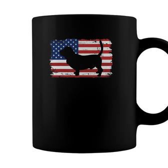 Dogs 365 Vintage Basset Hound Dog Us American Flag Coffee Mug - Seseable