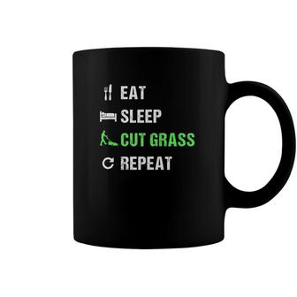 Eat Sleep Cut Grass Repeat Funny Lawn Landscaper Gift Coffee Mug | Mazezy
