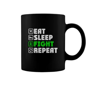 Eat Sleep Fight Repeat Green Ribbon Cerebral Palsy Coffee Mug - Seseable