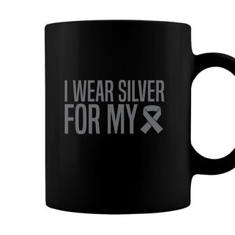 End Parkinsons Awareness I Wear Silver For My Ribbon Coffee Mug - Seseable