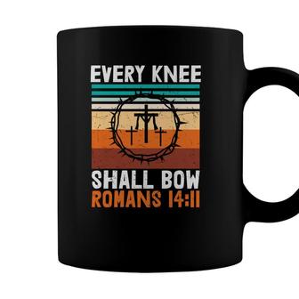 Every Knee Shall Bow Romans Bible Verse Black Graphic Christian Coffee Mug - Seseable