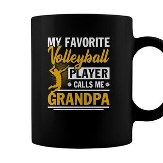 Fathers Day My Favorite Volleyball Player Calls Me Grandpa Coffee Mug - Seseable