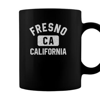 Fresno Ca California Gym Style Distressed White Print Coffee Mug - Seseable