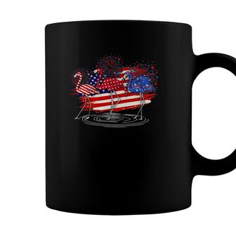 Funny 4Th Of July American Flag Flamingo Independence Day Coffee Mug - Seseable