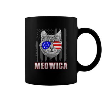Funny Cat Meowica Patriotic Usa America 4Th Of July Cat Coffee Mug - Seseable