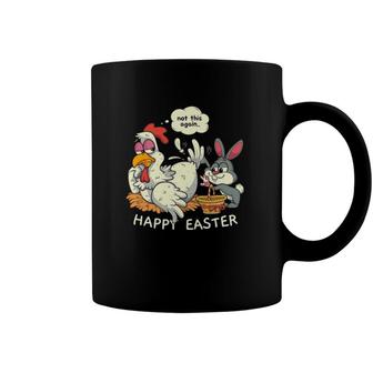 Funny Easter Bunny Collecting Easter Egg From Hen Easter Coffee Mug | Mazezy