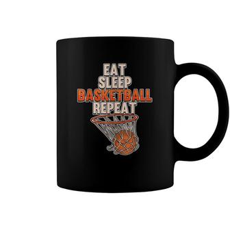 Funny Eat Sleep Basketball Repeat Sports Coach Player Team Coffee Mug - Seseable