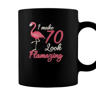 Funny Flamingo 70Th Gift For 70 Years Old Women Birthday Coffee Mug - Seseable