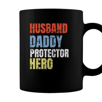 Funny Husband Daddy Protector Hero Father Coffee Mug - Seseable