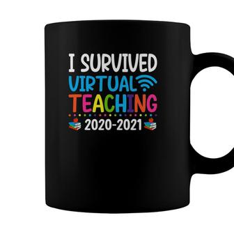 Funny I Survived Virtual Teaching 2020 - 2021 End Of Year Teacher Remote Coffee Mug - Seseable