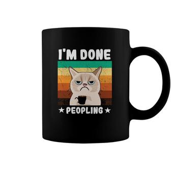Funny Introvert Coffee Cat Office Humor Im Done Peopling Coffee Mug | Mazezy CA