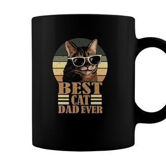 Funny Mens Vintage Retro Best Cat Dad Ever Coffee Mug - Seseable