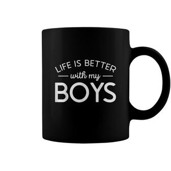 Funny Mom Saying Mothers Day Life Is Better With My Boys Coffee Mug - Seseable