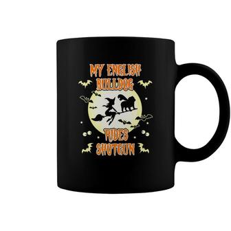 Funny My English Bulldog Rides Shotgun Halloween Coffee Mug - Monsterry UK