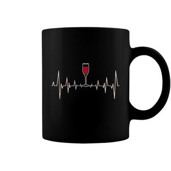 Funny Wine Heartbeat Party Alcohol Glass Of Wine Gift Coffee Mug - Monsterry
