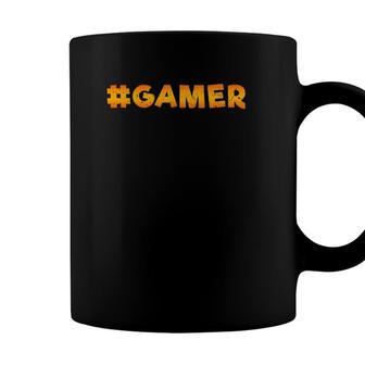 Gamer Orange Hashtag Gamer & Video Game Lover Design Coffee Mug - Seseable