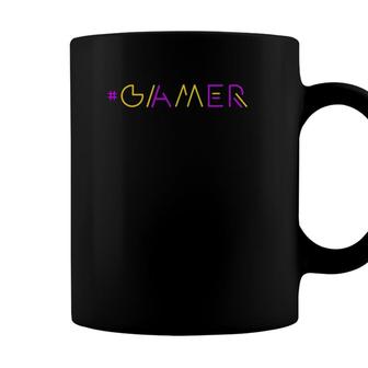 Gamer Retro Gaming Gamer & Video Game Lover Yellow-Purple Coffee Mug - Seseable