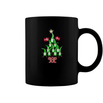 God Jul Christmas Tree Tomte Nisse Gnome Elf Danish Flag Coffee Mug - Monsterry