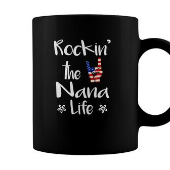 Grandma Rockin The Nana Life 4Th Of July American Flag Rock Coffee Mug - Seseable