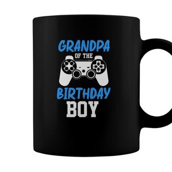 Grandpa Of The Birthday Boy Matching Video Gamer Blue Great Coffee Mug - Seseable