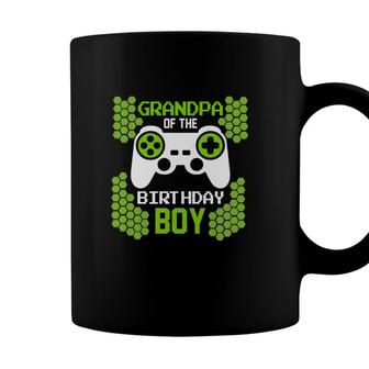 Grandpa Of The Birthday Boy Matching Video Gamer Green Coffee Mug - Seseable