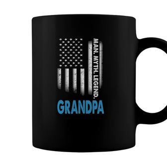 Grandpa The Man The Myth The Legend Us Flag Fathers Day Coffee Mug - Seseable