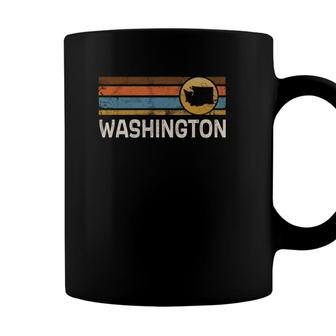 Graphic Tee Washington Us State Map Vintage Retro Stripes Coffee Mug - Seseable