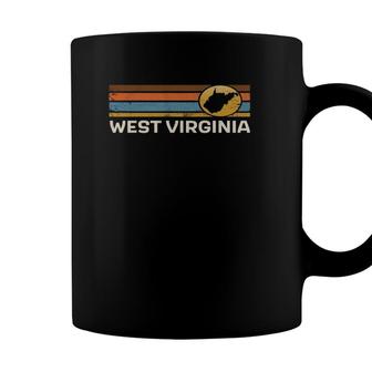 Graphic Tee West Virginia Us State Map Vintage Retro Stripes Coffee Mug - Seseable