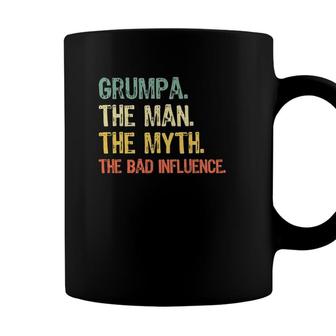 Grumpa The Man The Myth Bad Influence Retro Gift Coffee Mug - Seseable