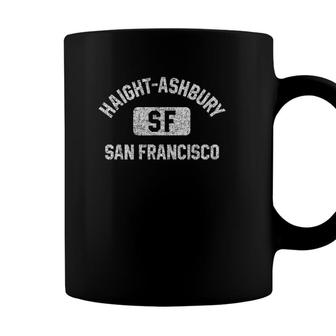 Haight Ashbury Sf Gym Style Pink With Distressed White Print Coffee Mug - Seseable