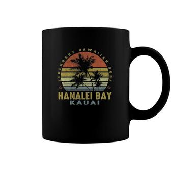 Hanalei Bay Kauai Retro Palm Sunset - Beach Gift Design Coffee Mug | Mazezy