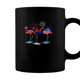 Happy 4Th Of July Three American Flag Flamingos Funny Gangs Coffee Mug - Seseable