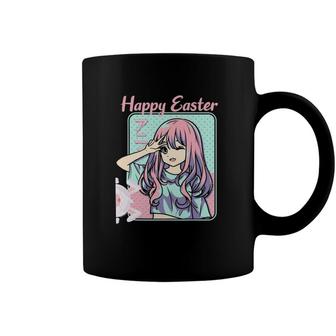 Happy Easter Easter Day Kawaii Anime Girl And Easter Bunny Coffee Mug | Mazezy