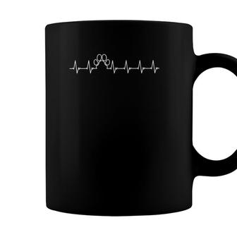 Heartbeat Paw Print Gift Dog Cat Lover Rescue Fur Pet Family Coffee Mug - Seseable