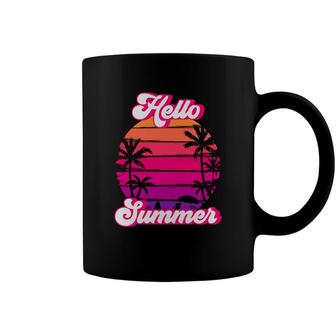 Hello Summer Beach Retro Sunset Summer Coffee Mug - Seseable