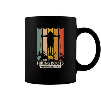 Hiking Boots And Walking Stick Explore Travel Lover Coffee Mug - Seseable