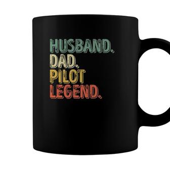 Husband Dad Pilot Legend Funny Fathers Day Gift Coffee Mug - Seseable