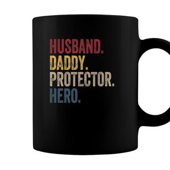 Husband Daddy Protector Hero Fathers Day Vintage Coffee Mug - Seseable