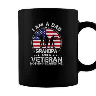 I Am A Dad Grandpa And A Veteran Nothing Scares Me American Flag 4Th Of July Coffee Mug - Seseable