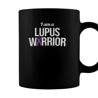 I Am A Lupus Warrior Lupus Awareness Purple Ribbon Lupus Coffee Mug - Seseable