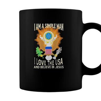 I Am A Simple Man I Love The Usa And Believe In Jesus American Flag Coffee Mug - Seseable